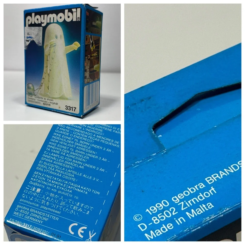 Playmobil 3317 Ghost with Shackles Vintage 1990 Glow in the Dark Toy Set NOS